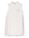Lapin House Logo-print Tulle-overlay Dress In White