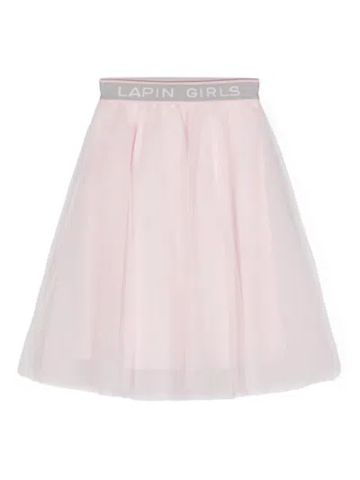 Lapin House Kids' Logo-waistband Tulle Skirt In 粉色