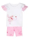 Lapin House Love-print Cotton Shorts Set In Pink
