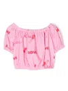 Lapin House Love-print Stretch-cotton Blouse In Pink