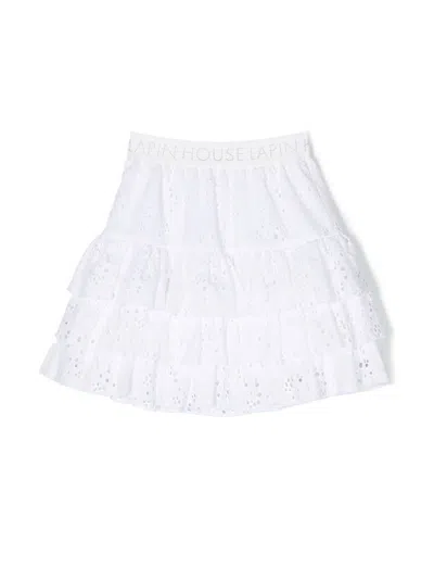 Lapin House Kids' Macramé Ruffle Mini Skirt In White