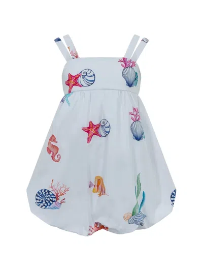 Lapin House Kids' Marine-print Dress In White
