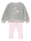 Lapin House Number-motif Velour Tracksuit In Gray