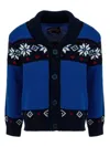 Lapin House Patterned Intarsia-knit Cotton Cardigan In Blue