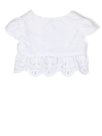 Lapin House Babies' Perforated-trim Bolero Top In White