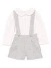 Lapin House Peter Pan-collar Houndstooth Shorts Set In Gray