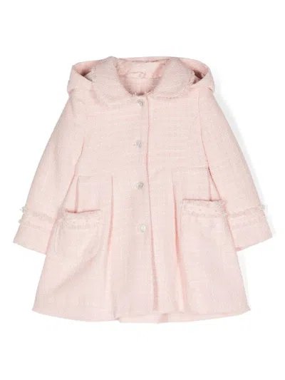 Lapin House Babies' Pleated Tweed Coat In 粉色