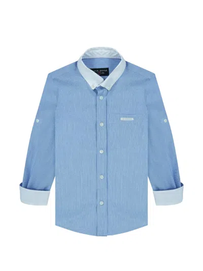 Lapin House Kids' Point-collar Striped Shirt In Blue