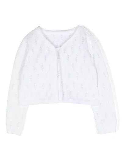 Lapin House Babies' Pointelle-knit Cotton Cardigan In White