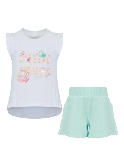 Lapin House Babies' Printed Shorts Set In 绿色