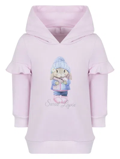 Lapin House Kids' Rabbit-print Ruffle-detail Dress In Pink
