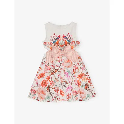 Lapin House Kids' Red Floral  X Mary Katrantzou Botanical-print Dress 12 Months - 12 In Multi