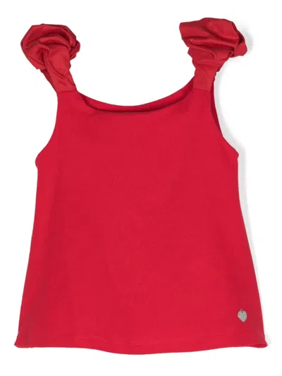 Lapin House Kids' Ruched-detail Scoop-neck Top In Red