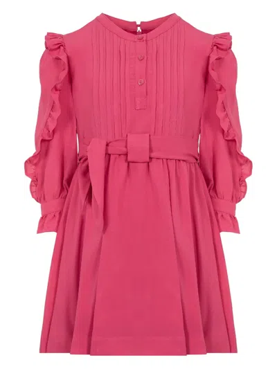 Lapin House Kids' Ruffled Belted Dress In Pink