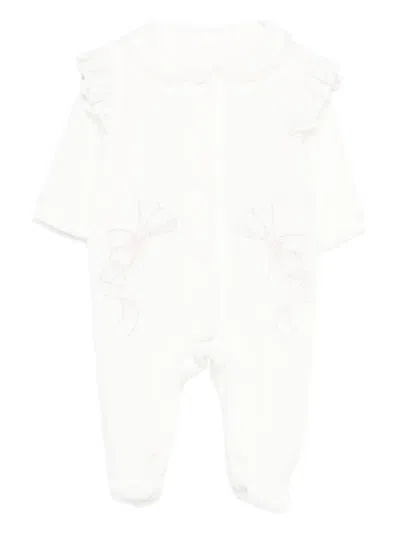 Lapin House Babies' Ruffled Bow-detail Pyjamas In White