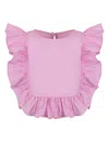 Lapin House Ruffled Cotton Blouse In Pink
