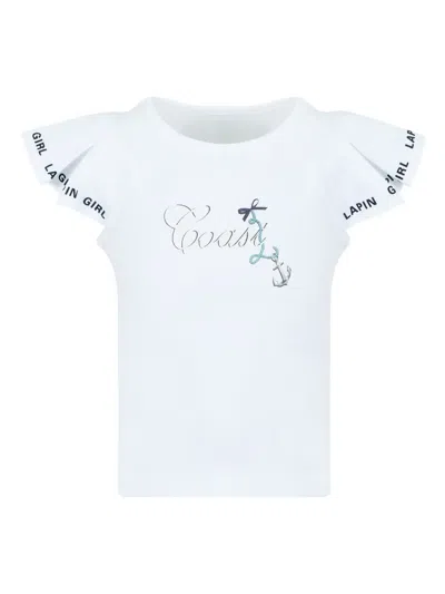 Lapin House Kids' Ruffled Cotton Blouse In White