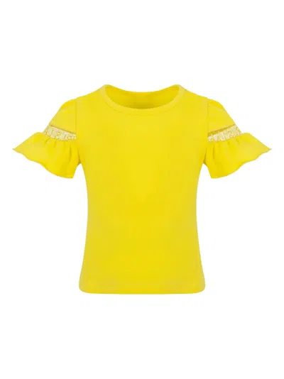 Lapin House Kids' Ruffled Cotton T-shirt In Yellow