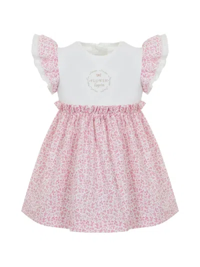Lapin House Babies' Ruffled Floral-print Dress In White