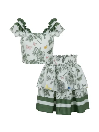 Lapin House Kids' Ruffled Floral Skirt Set In Multi