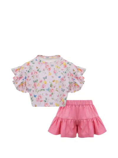 Lapin House Kids' Ruffled Skirt Set In Pink