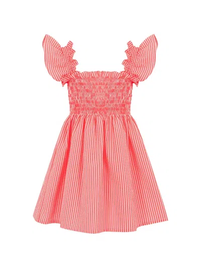 Lapin House Kids' Ruffled Striped Dress In Red