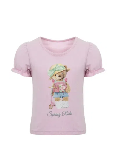 Lapin House Kids' Ruffle-sleeve Graphic T-shirt In Purple