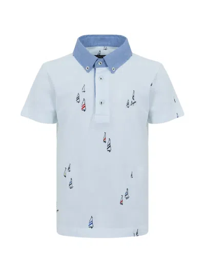 Lapin House Kids' Sailboat-print Polo Shirt In White