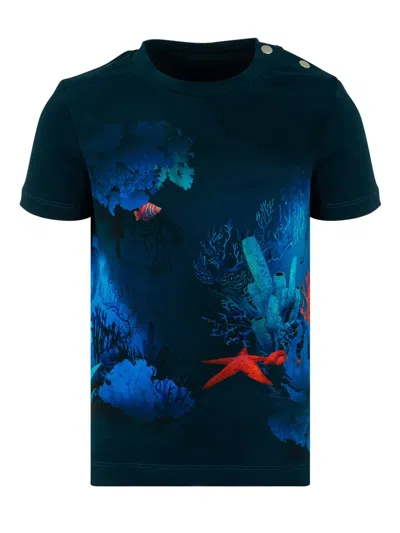 Lapin House Kids' Sea-print T-shirt In 黑色
