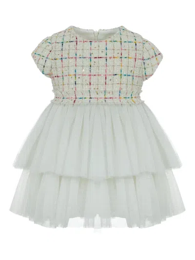 Lapin House Kids' Sequin-embellished Tweed Dress In Neutral