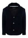 Lapin House Shawl-lapel Knitted Jacket In 蓝色