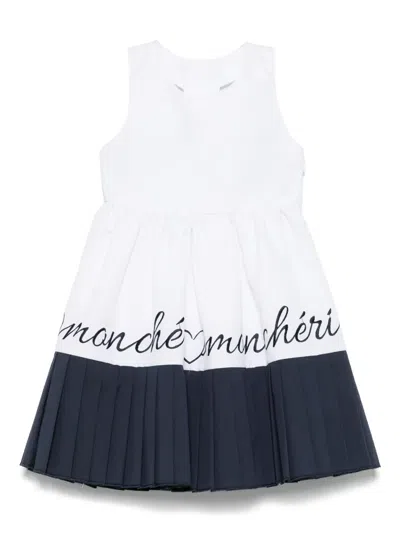 Lapin House Kids' Slogan-embroidered Dress In White