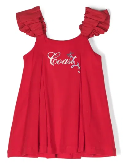 Lapin House Slogan-print Babydoll Dress In Red