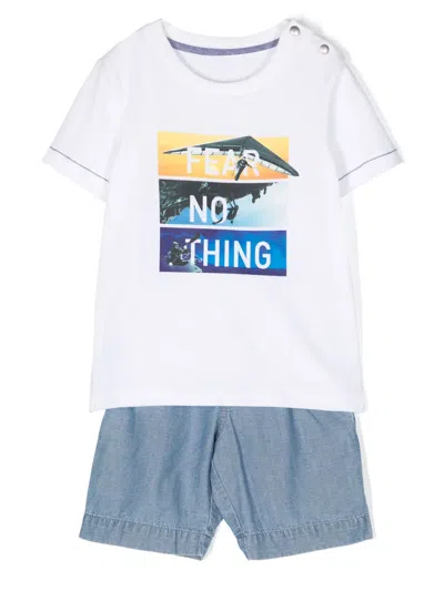 Lapin House Babies' Slogan-print Shorts Set In White