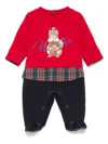Lapin House Squirrel-print Plaid Jumpsuit In Red