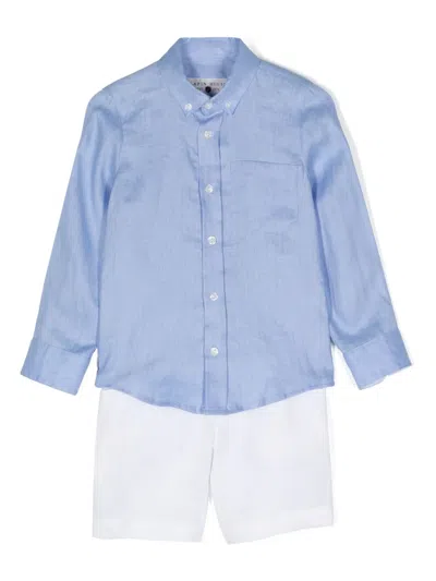 Lapin House Kids' Straight-leg Linen Trousers In 蓝色
