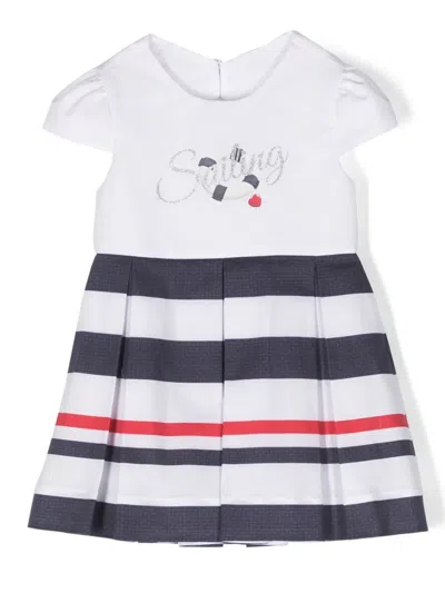 Lapin House Babies' Stripe-pattern Cotton Dress In White