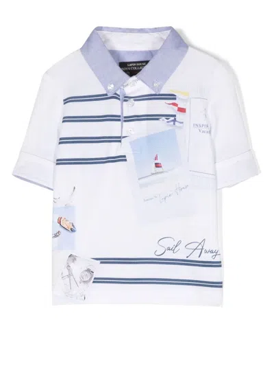Lapin House Babies' Stripe-print Detail Polo Shirt In White