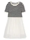 Lapin House Stripe-print Knitted Layered Dress In White