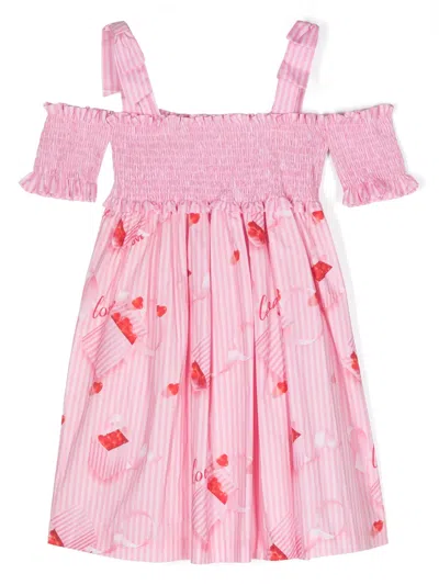 Lapin House Kids' Striped Cotton Dress In Pink