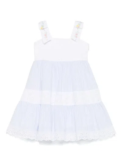 Lapin House Kids' Striped Dress In White