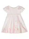 Lapin House Striped Linen Dress In Pink