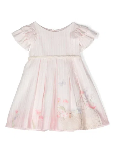 Lapin House Babies' Striped Linen Dress In Pink
