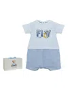 Lapin House Striped-pattern Romper In Blue