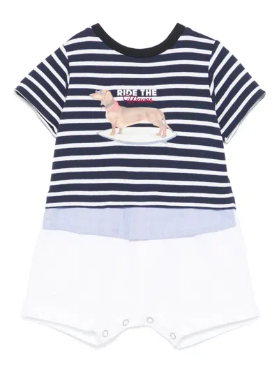 Lapin House Babies' Striped Romper In Blue