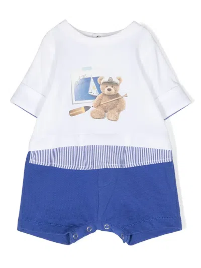 Lapin House Babies' Teddy Bear-print Jersey Romper In White