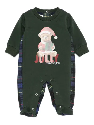 Lapin House Babies' Teddy-print Plaid Pyjamas In Green
