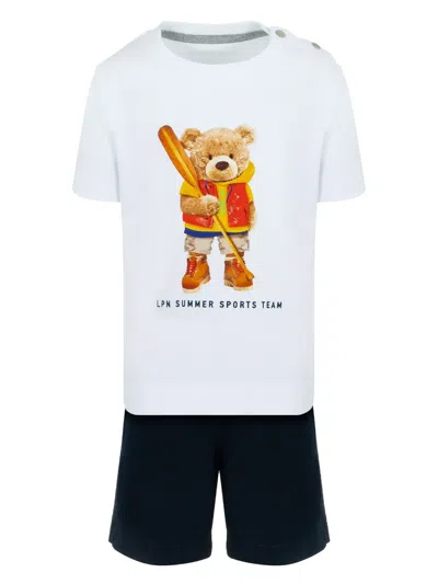 Lapin House Kids' Teddy Print-print Short Set In White