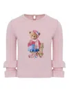 Lapin House Teddy-print Ruffled-cuff Top In Purple