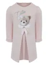 Lapin House Teddy-print Three-quarter-sleeve Dress In Pink